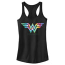 Junior's Wonder Woman Tie Dye Logo Racerback Tank Top