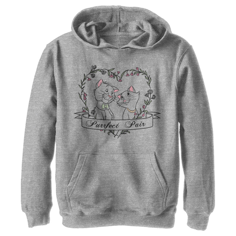 Boy's Aristocats Thomas and Duchess Purrfect Pair Heart Pull Over Hoodie