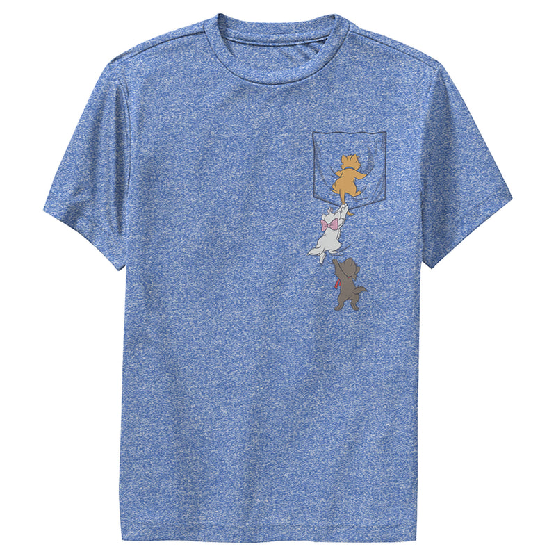 Boy's Aristocats Kittens Climbing Pocket Badge Performance Tee