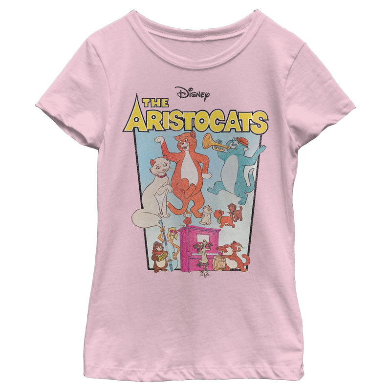 Girl's Aristocats Retro Crew Poster T-Shirt