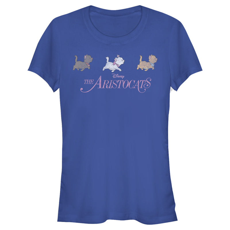 Junior's Aristocats Kitten Walk Movie Pink Logo T-Shirt