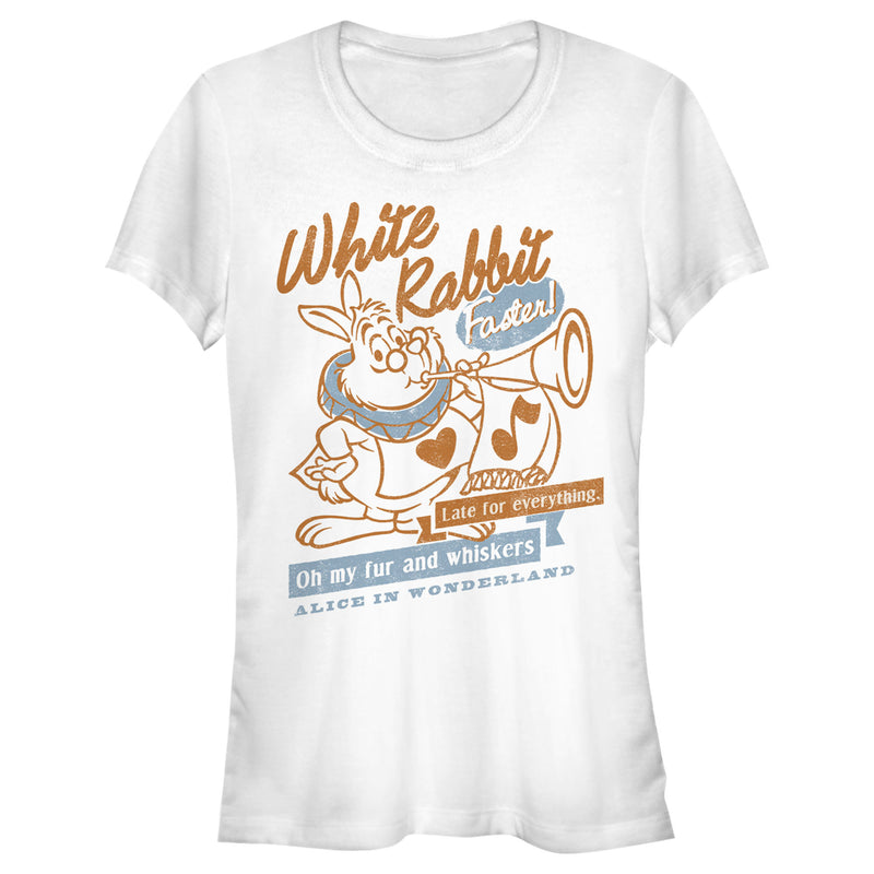 Junior's Alice in Wonderland White Rabbit Oh My Fur and Whiskers T-Shirt