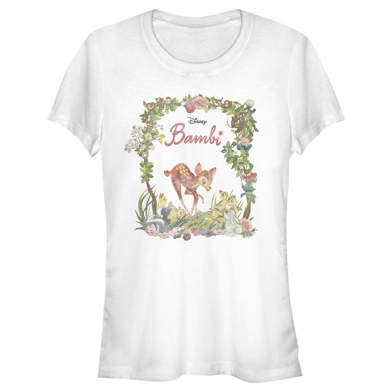 Junior's Bambi Floral Arch and Forest Friends T-Shirt