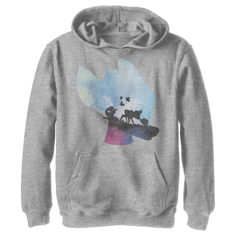 Boy's Bambi Blue Watercolor Silhouette Pull Over Hoodie