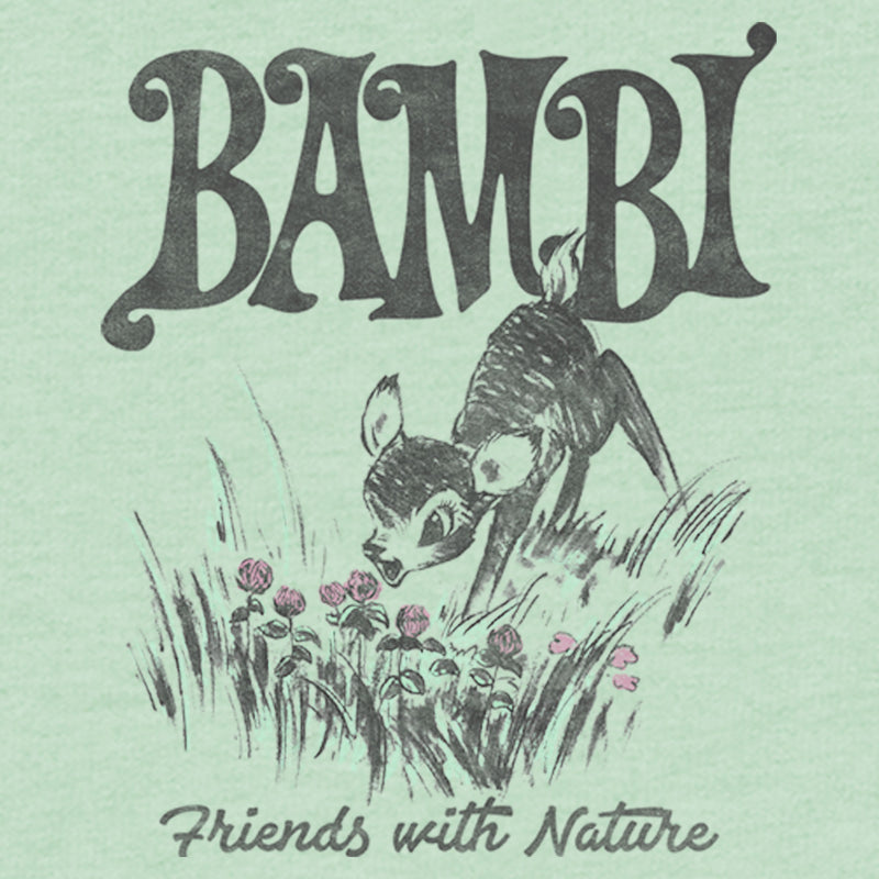 Girl's Bambi Friends With Nature Artistic Sketch T-Shirt