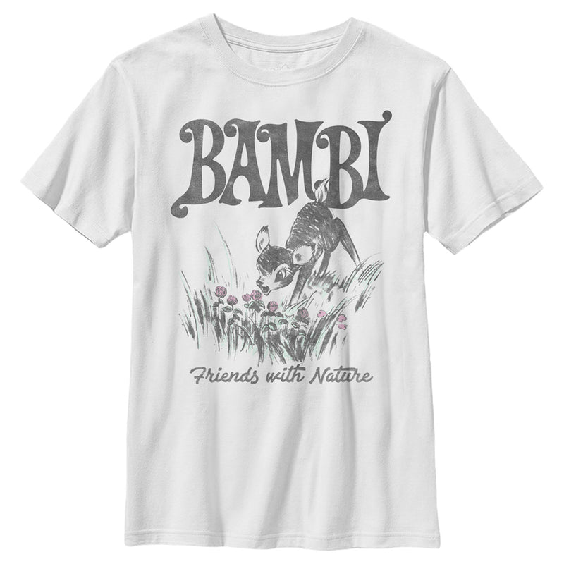 Boy's Bambi Friends With Nature Artistic Sketch T-Shirt