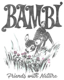 Boy's Bambi Friends With Nature Artistic Sketch T-Shirt