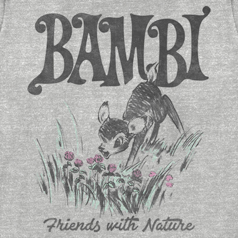 Women's Bambi Friends With Nature Artistic Sketch T-Shirt