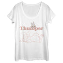 Women's Bambi Thumper Line Art T-Shirt