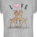 Junior's Bambi Valentine's Day Bambi and Faline Love T-Shirt