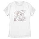 Women's Bambi Flower and Butterfly Sketch T-Shirt