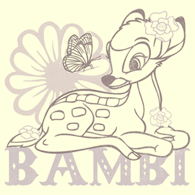Men's Bambi Flower and Butterfly Sketch T-Shirt