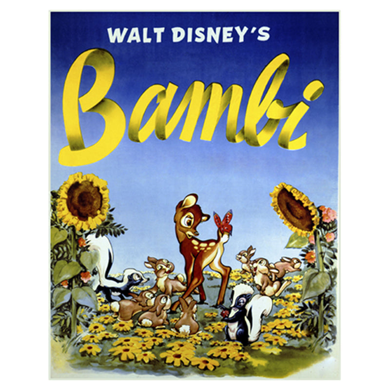 Men's Bambi Classic Floral Movie Title Poster T-Shirt