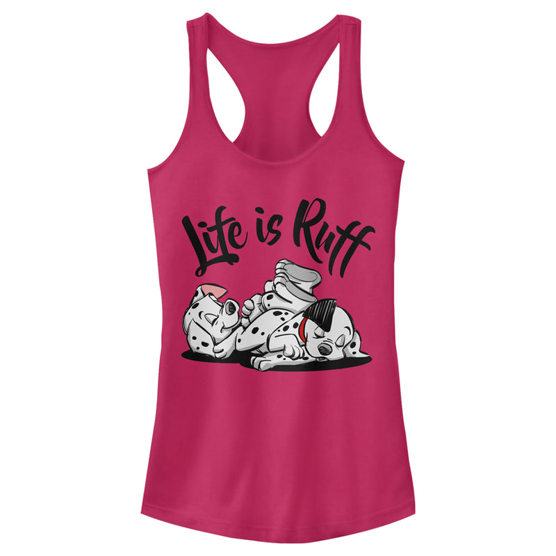 Junior's One Hundred and One Dalmatians Life is Ruff Racerback Tank Top