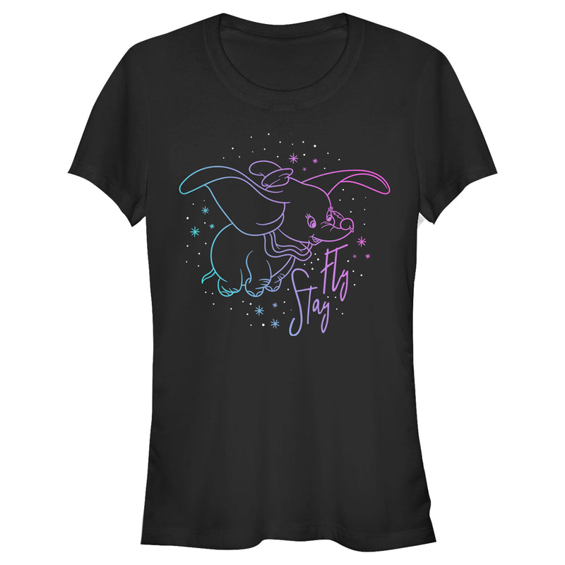 Junior's Dumbo Stay Fly Outline T-Shirt