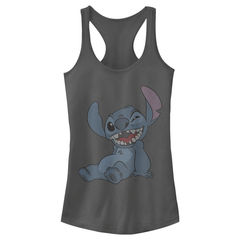 Junior's Lilo & Stitch Halftone Smile Racerback Tank Top