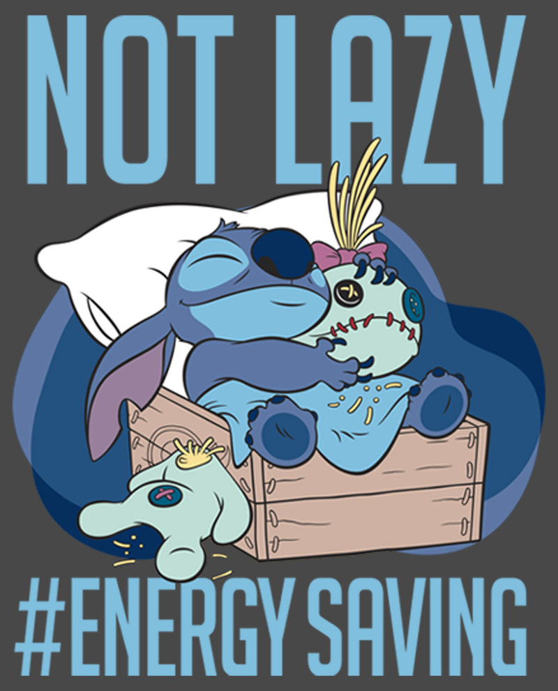 Junior's Lilo & Stitch Not Lazy, Saving Energy Racerback Tank Top