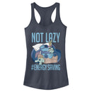 Junior's Lilo & Stitch Not Lazy, Saving Energy Racerback Tank Top