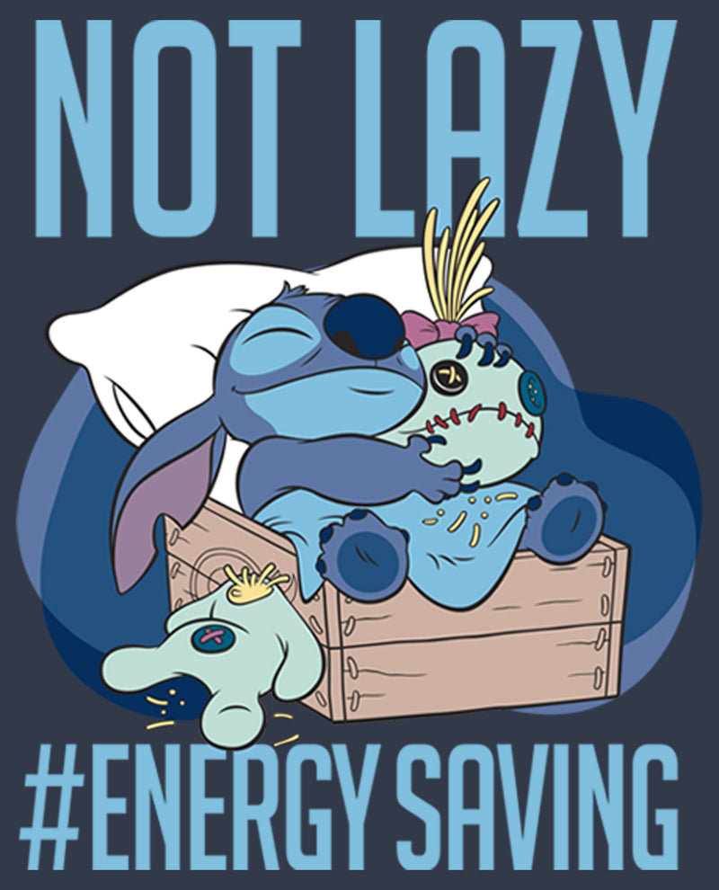 Junior's Lilo & Stitch Not Lazy, Saving Energy Racerback Tank Top