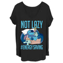 Junior's Lilo & Stitch Not Lazy, Saving Energy T-Shirt