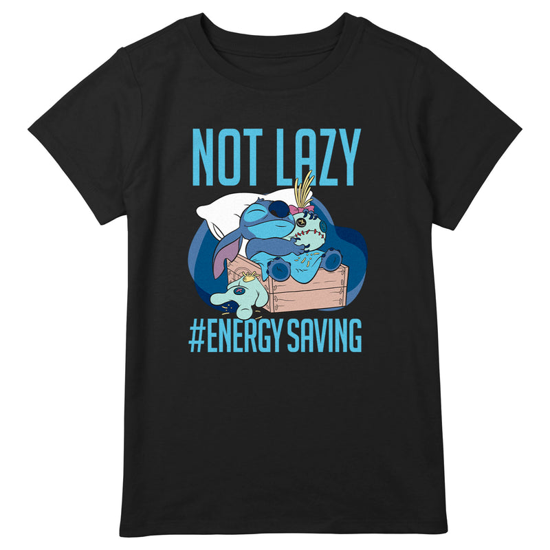 Girl's Lilo & Stitch Not Lazy, Saving Energy T-Shirt