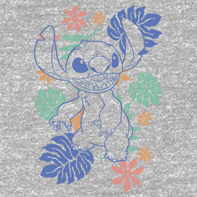 Girl's Lilo & Stitch Colorful Tropical Flowers T-Shirt
