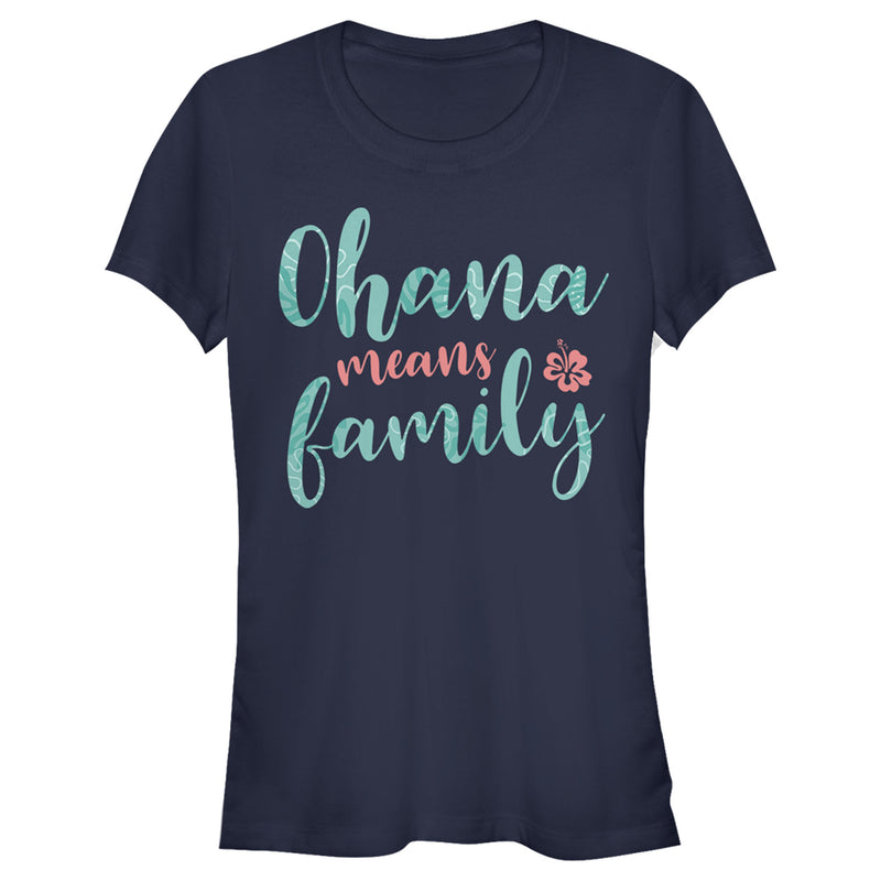 Junior's Lilo & Stitch Blue and Red Ohana means Family T-Shirt