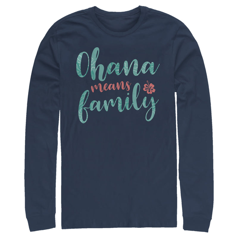 Men's Lilo & Stitch Blue and Red Ohana means Family Long Sleeve Shirt