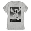 Women's Lilo & Stitch Black and White Experiment 626 Smiles T-Shirt