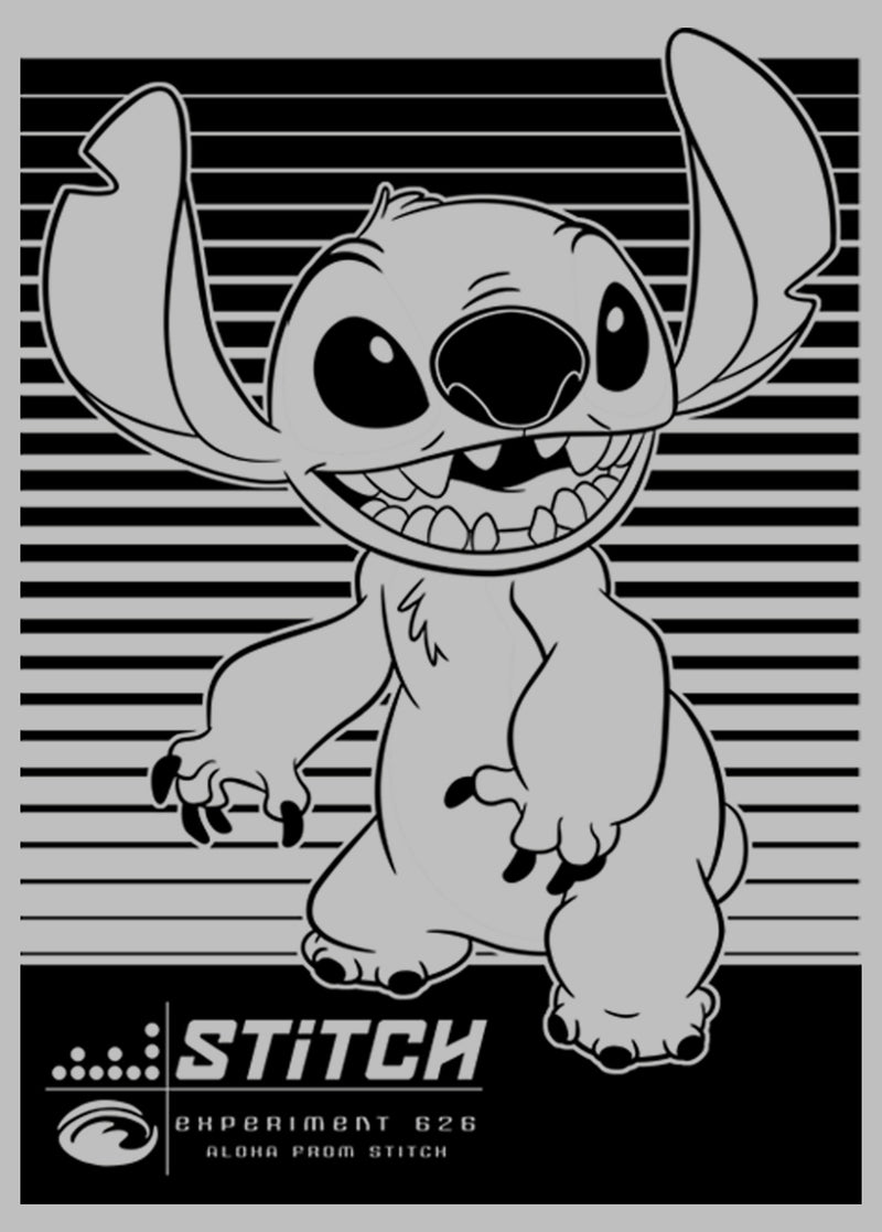 Women's Lilo & Stitch Black and White Experiment 626 Smiles T-Shirt