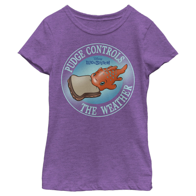 Girl's Lilo & Stitch Pudge Controls the Weather T-Shirt