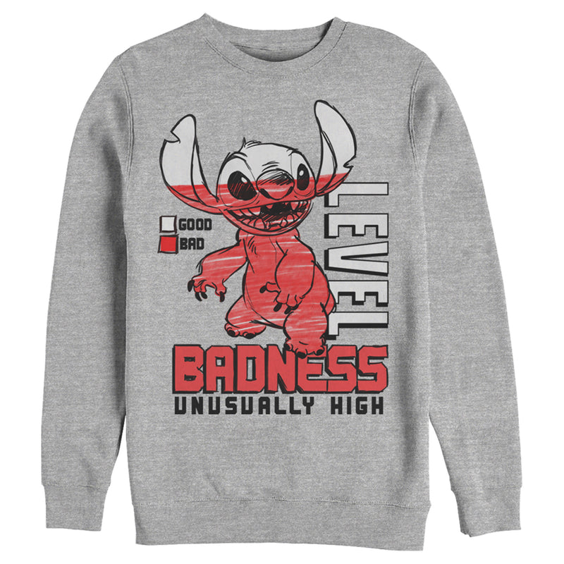 Men's Lilo & Stitch Badness Level Unusually High Sweatshirt