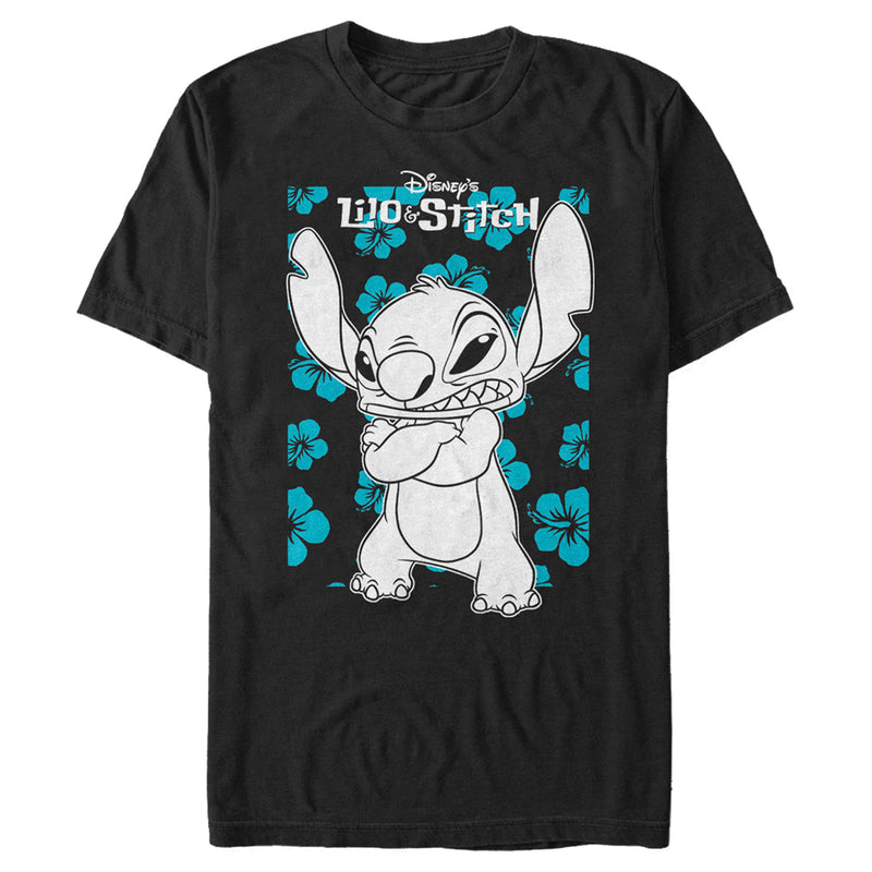 Men's Lilo & Stitch Grumpy Blue Flowers T-Shirt