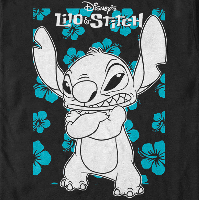 Men's Lilo & Stitch Grumpy Blue Flowers T-Shirt