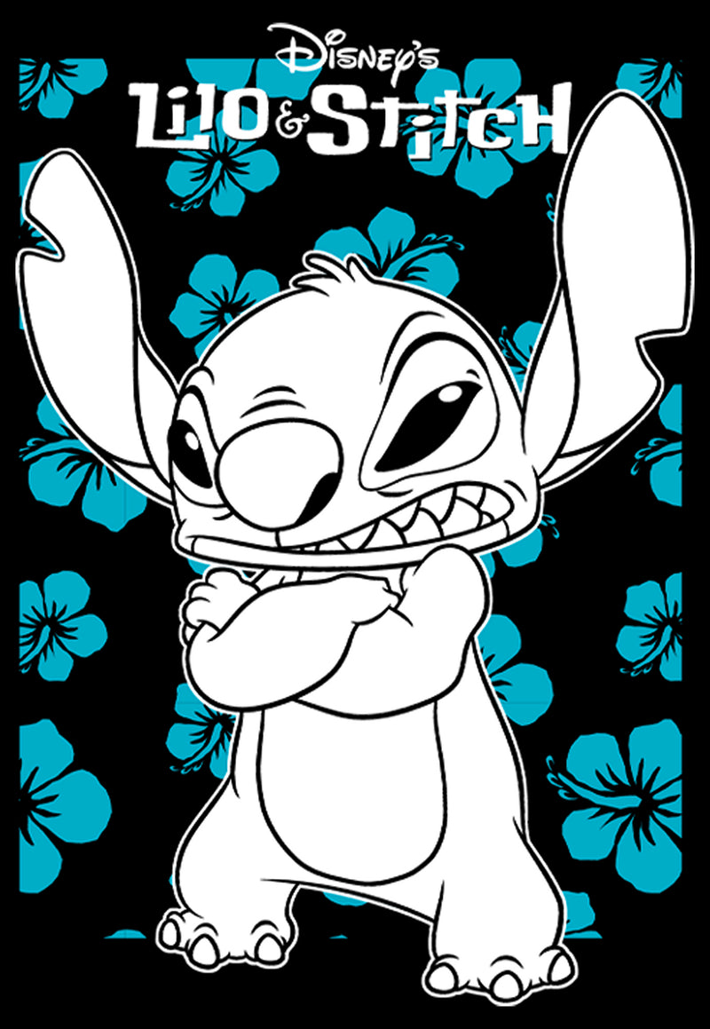 Boy's Lilo & Stitch Grumpy Blue Flowers T-Shirt