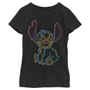 Girl's Lilo & Stitch Bright Neon Outline T-Shirt