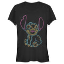 Junior's Lilo & Stitch Bright Neon Outline T-Shirt