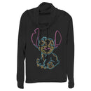 Junior's Lilo & Stitch Bright Neon Outline Cowl Neck Sweatshirt