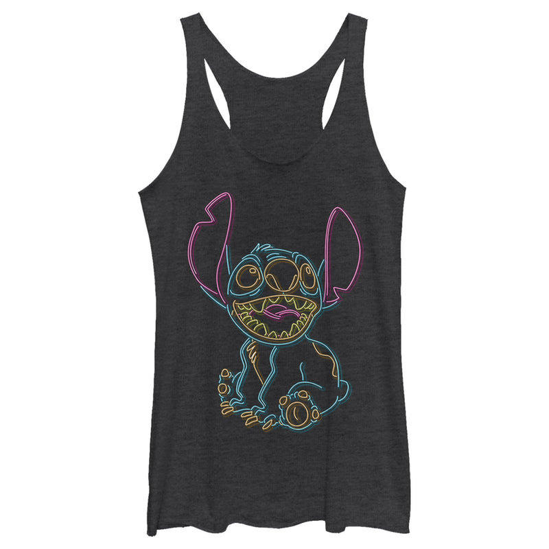 Women's Lilo & Stitch Bright Neon Outline Racerback Tank Top