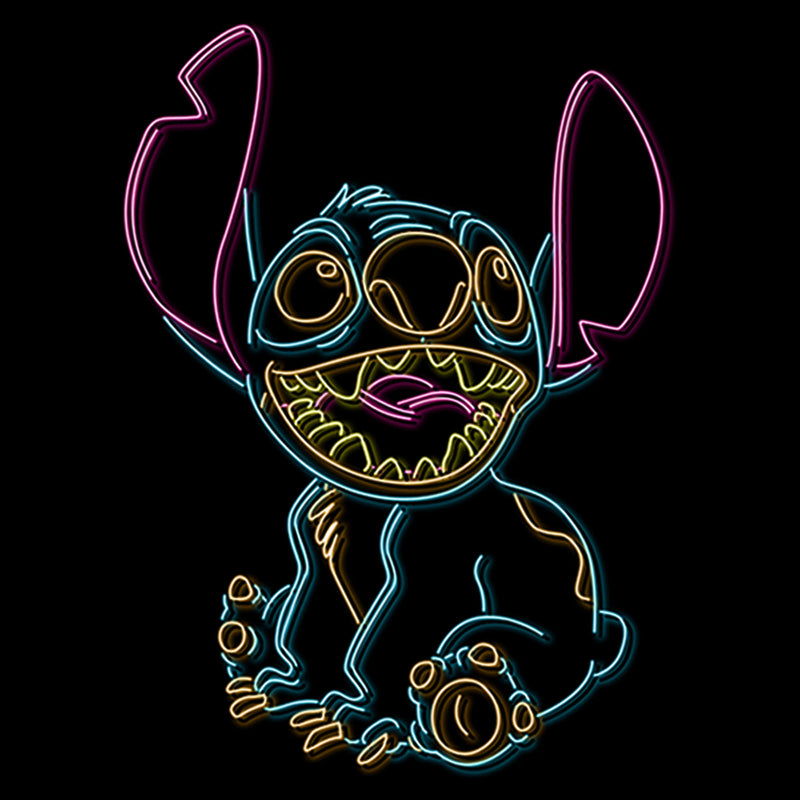 Men's Lilo & Stitch Bright Neon Outline T-Shirt