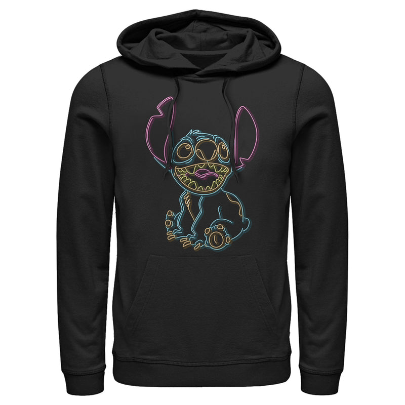 Men's Lilo & Stitch Bright Neon Outline Pull Over Hoodie