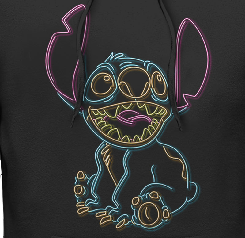 Men's Lilo & Stitch Bright Neon Outline Pull Over Hoodie