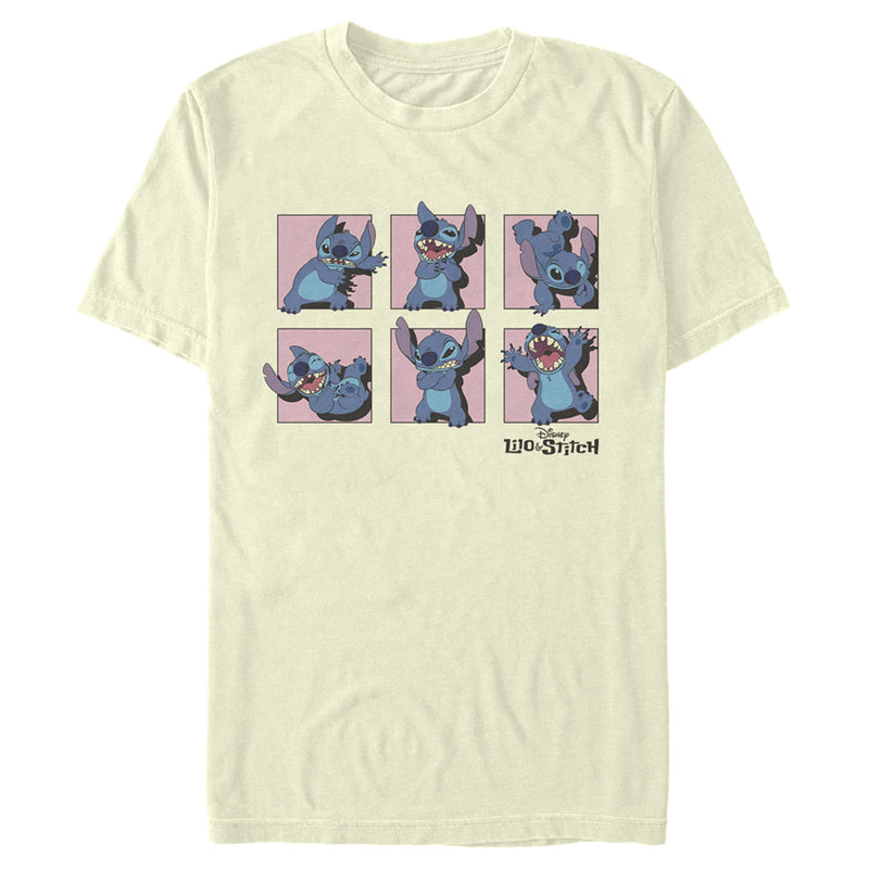 Men's Lilo & Stitch Poses in Pink Panels T-Shirt