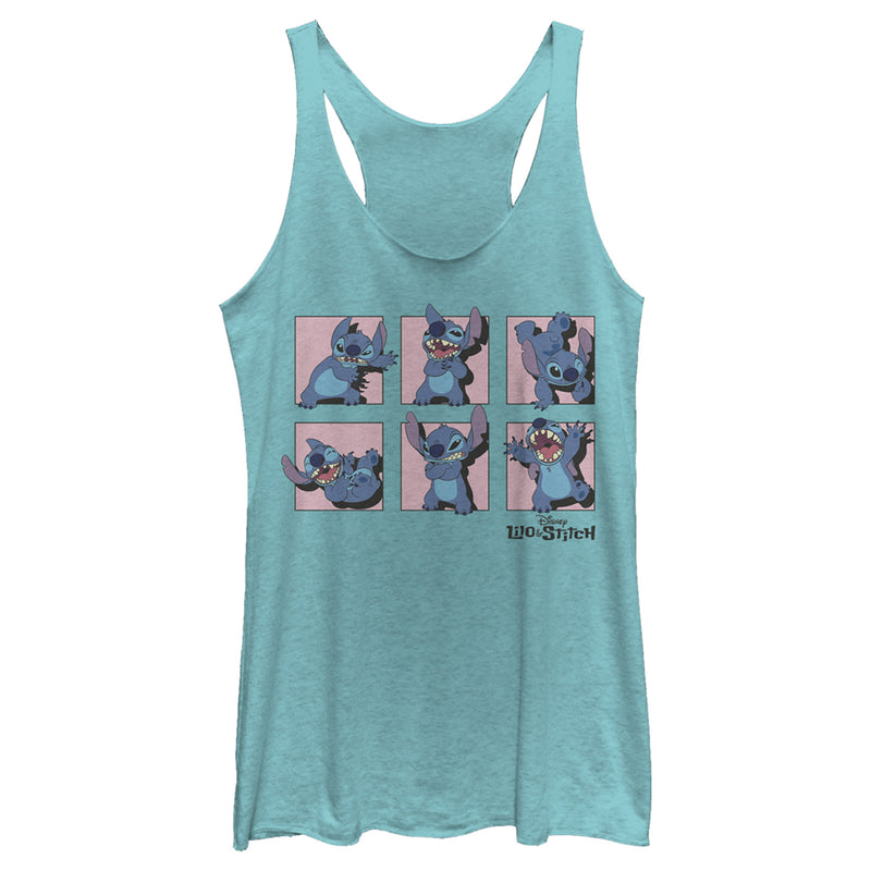 Women's Lilo & Stitch Poses in Pink Panels Racerback Tank Top