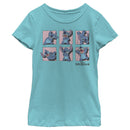 Girl's Lilo & Stitch Poses in Pink Panels T-Shirt