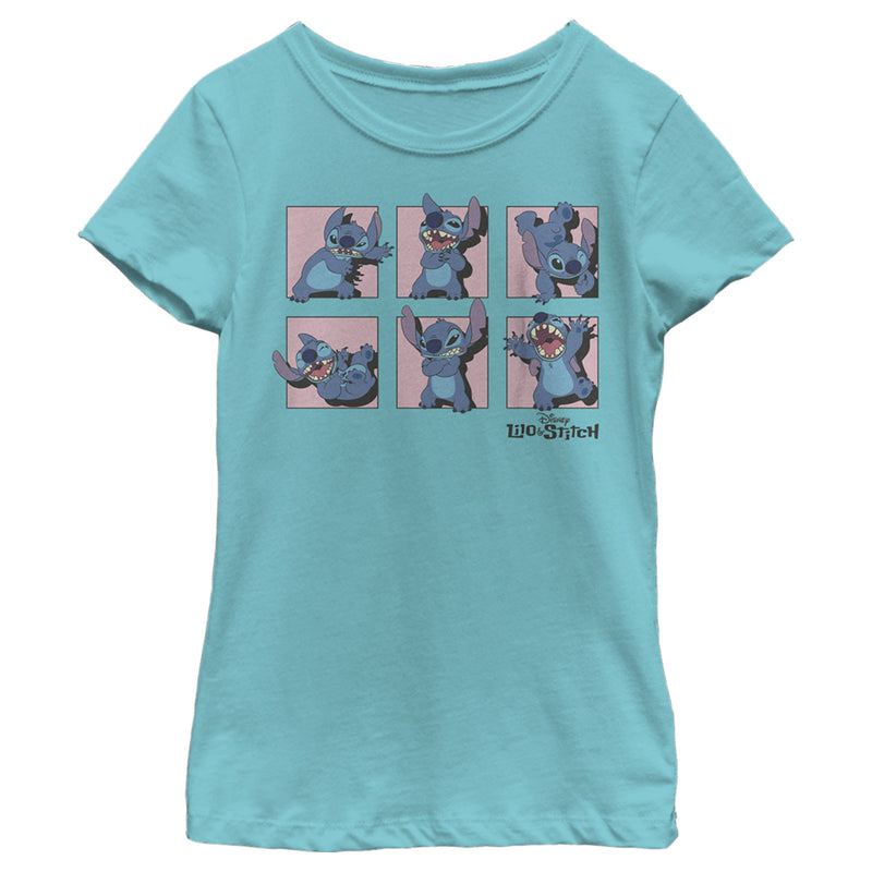 Girl's Lilo & Stitch Poses in Pink Panels T-Shirt
