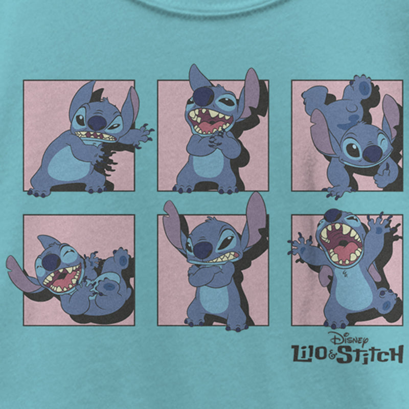 Girl's Lilo & Stitch Poses in Pink Panels T-Shirt
