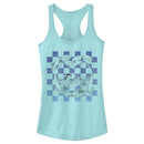 Junior's Lilo & Stitch Blue Checkered Palm Trees Racerback Tank Top