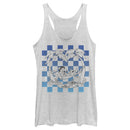 Women's Lilo & Stitch Blue Checkered Palm Trees Racerback Tank Top