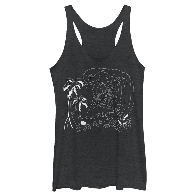 Women's Lilo & Stitch Hawaiian Rollercoaster Ride Outline Racerback Tank Top